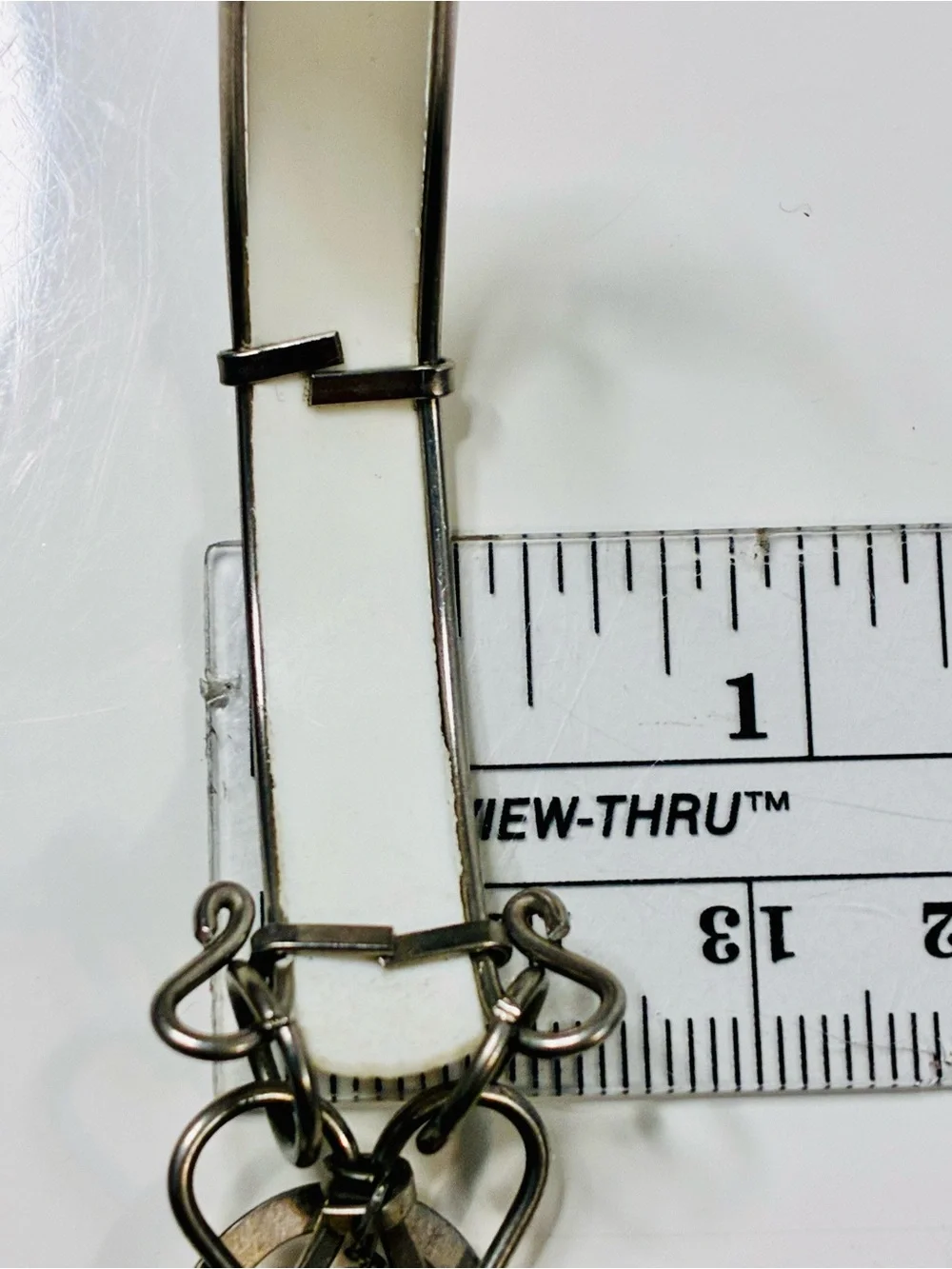 Vintage Silver-Tone Link Bracelet with Cream Resin Inlays Steampunk Lightweight